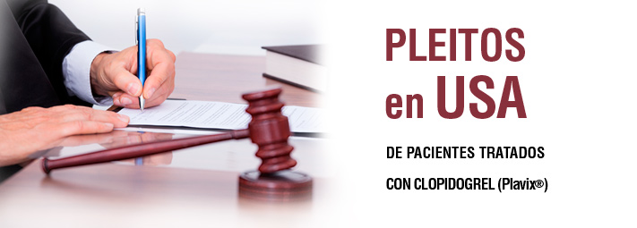 Pleitos en USA de pacientes tratados con clopidogrel (Plavix®)
